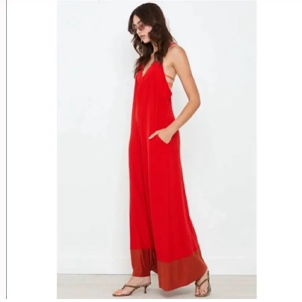 NWT We are HAH Jump To It Red Jersey Jumpsuit Pants
